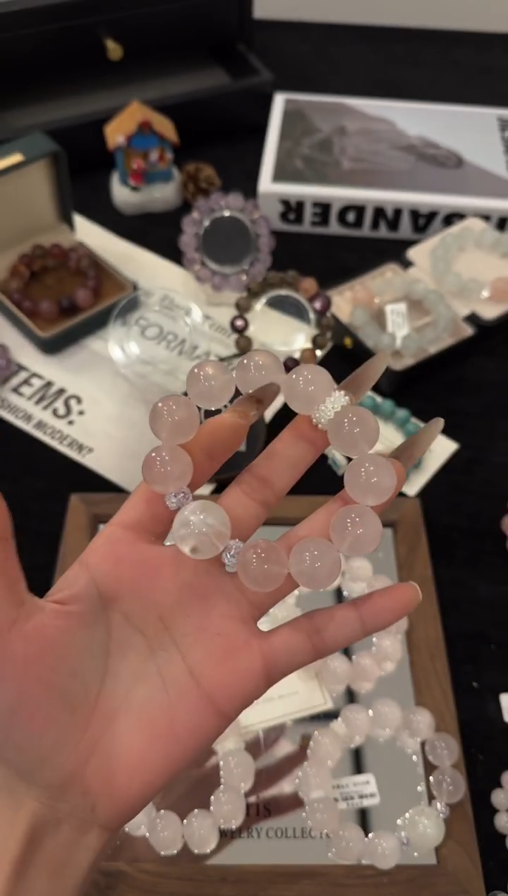 合金手链水晶粉水晶x3642