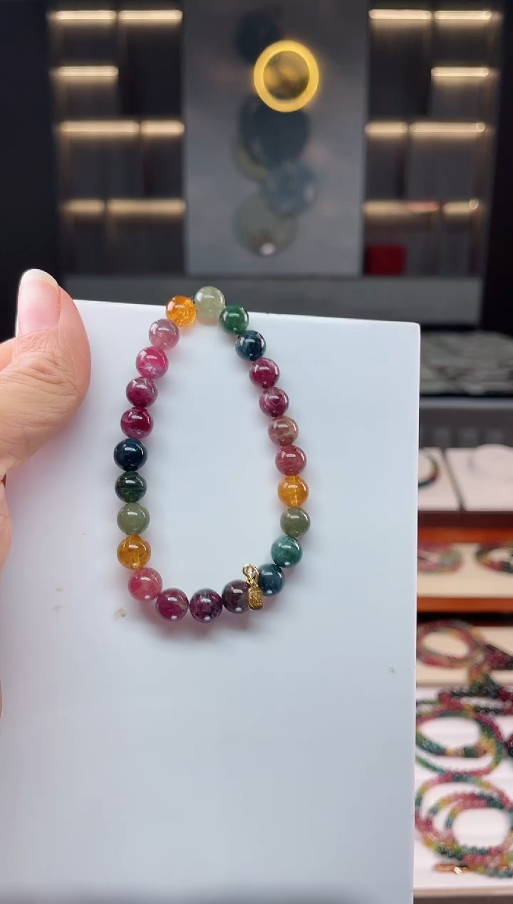 未镶嵌老矿碧玺单圈手串7mm+碧玺（多样性发一条）Q