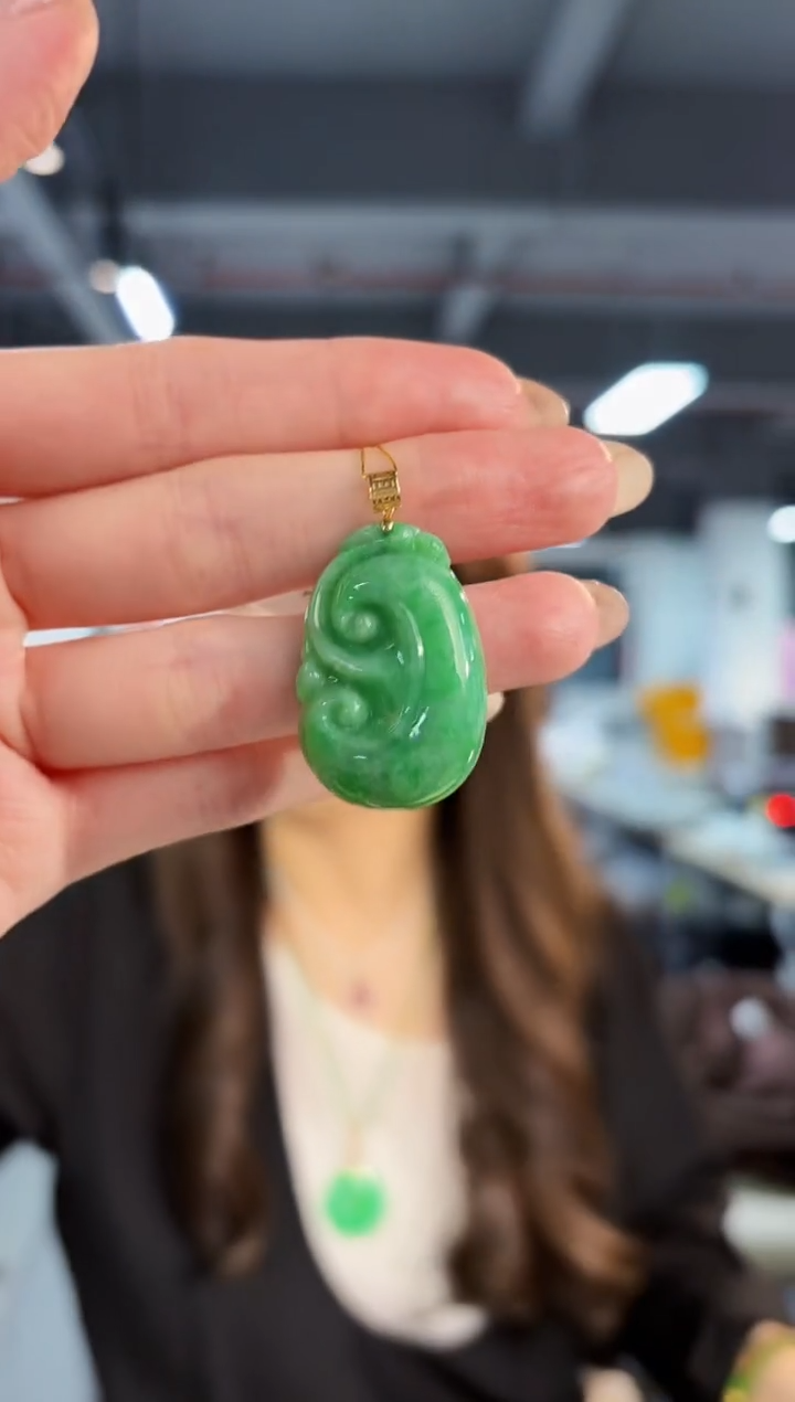 【闪购商品】翡翠颈饰18K金镶嵌缅料A货/支持复检/一件