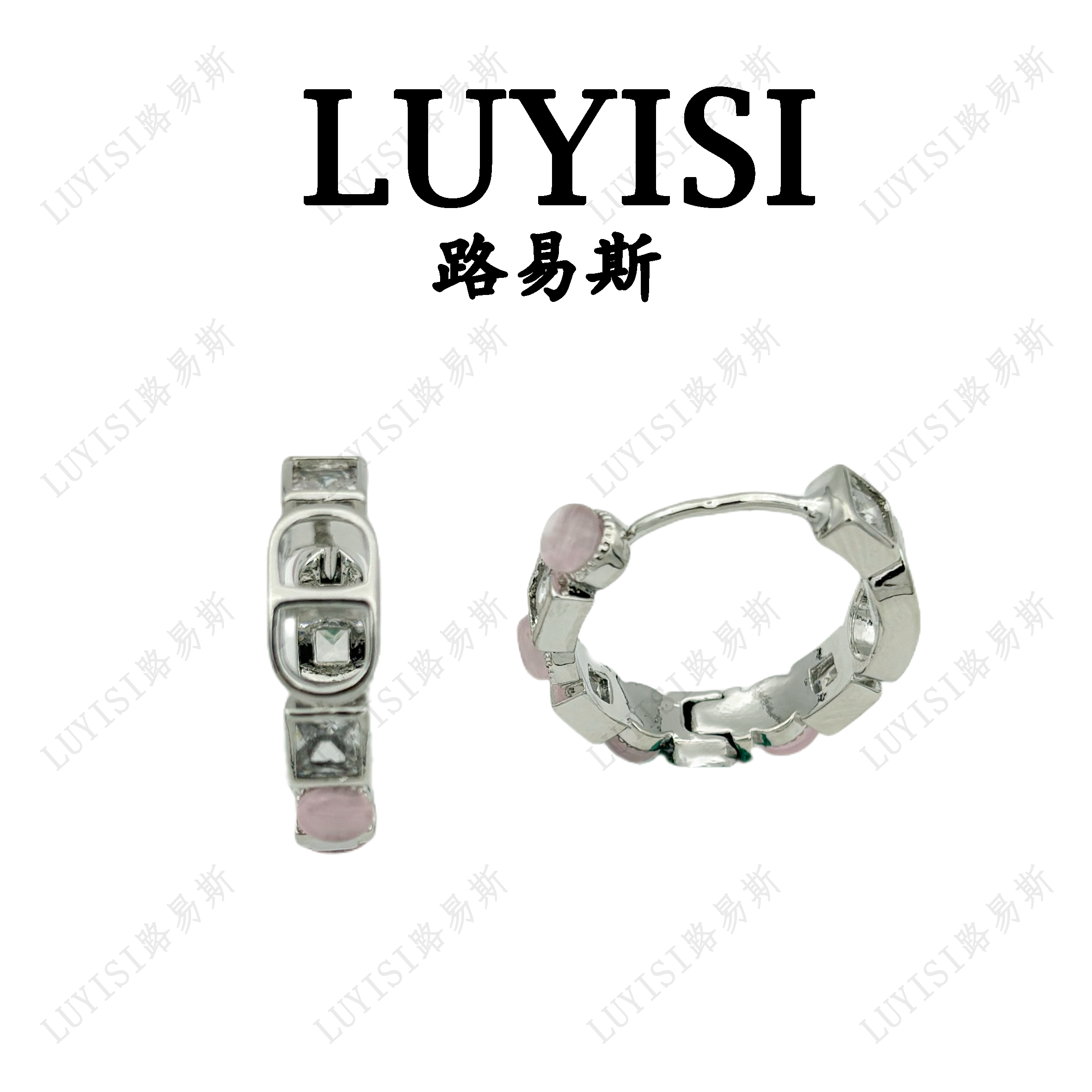 铜合金合成锆石耳饰  LUYISI路易斯轻奢《双D》#1194耳饰
