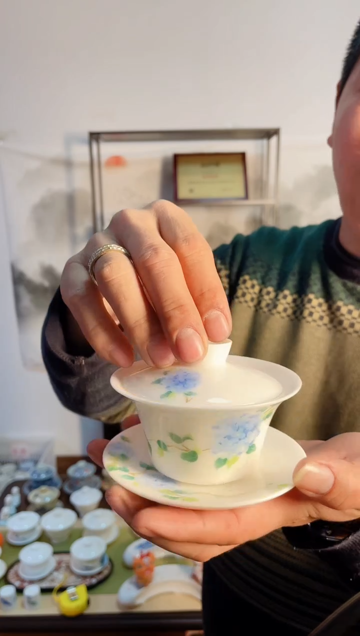 【闪购商品】【瓷心匠物】直播间福利专款绣球花盖碗