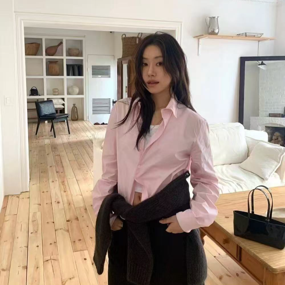 cream新款造型感短款衬衫气质长袖上衣衬衣韩国东大门no退换