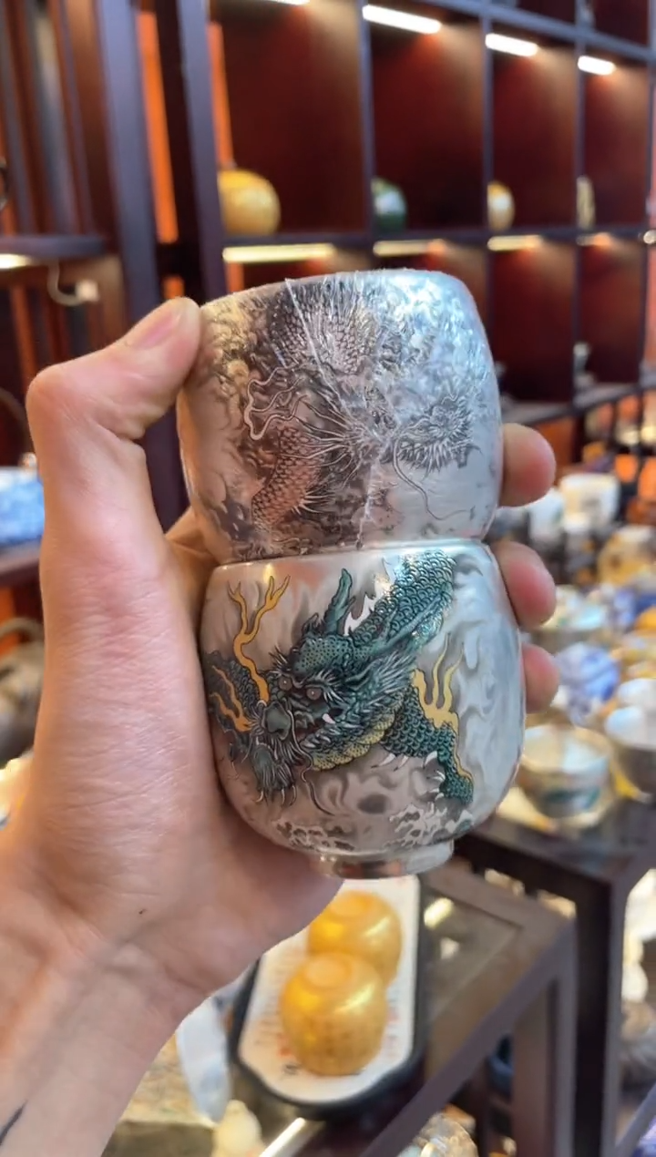 【闪购商品】瓷片@@@@@@@@@@@@@墨龙青龙龙蛋杯