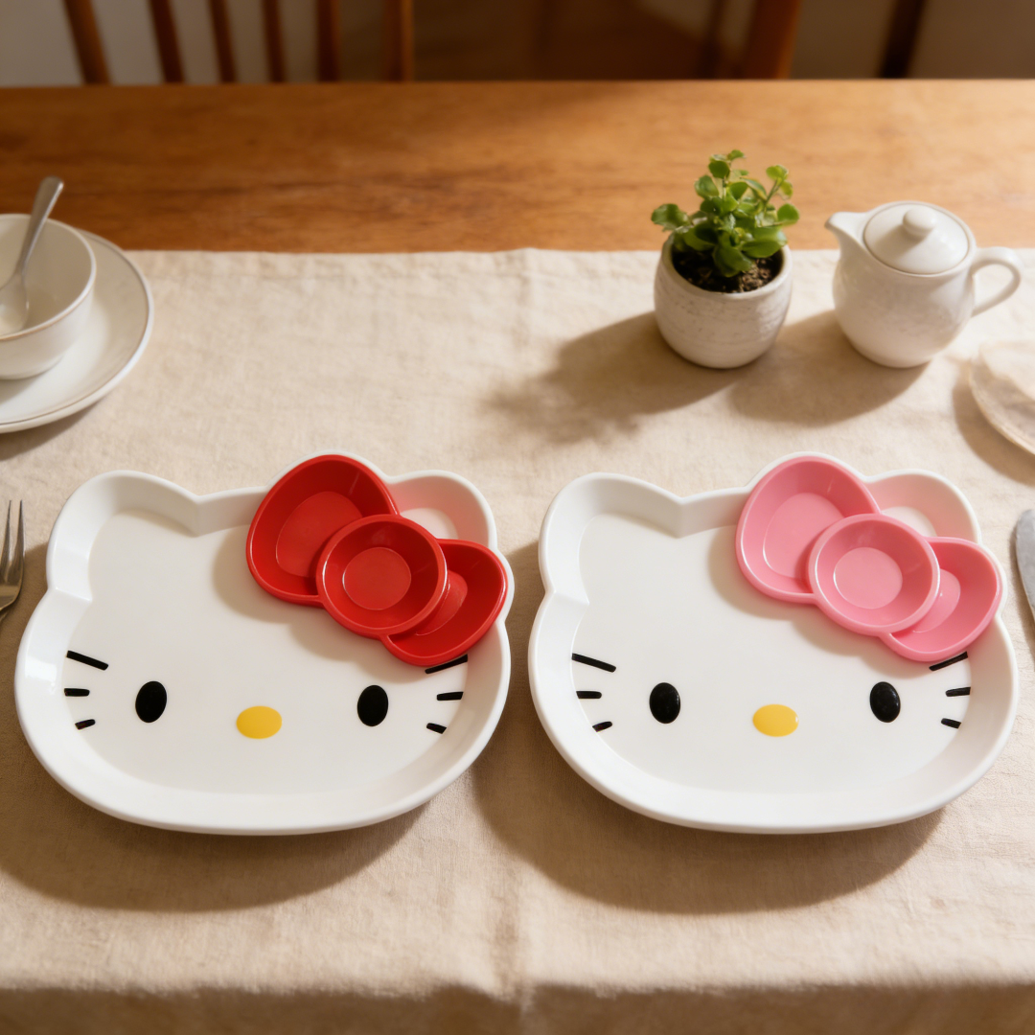 可爱哈喽猫咪造型盘子高颜值收纳碗盘点心盘创意零食盘简约辅食盘