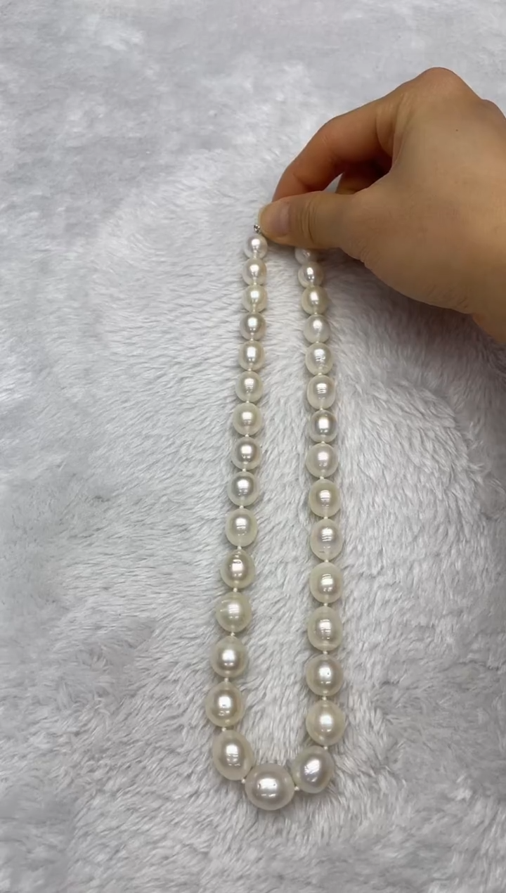 项链银S925镶嵌海水珍珠澳白10-13mm