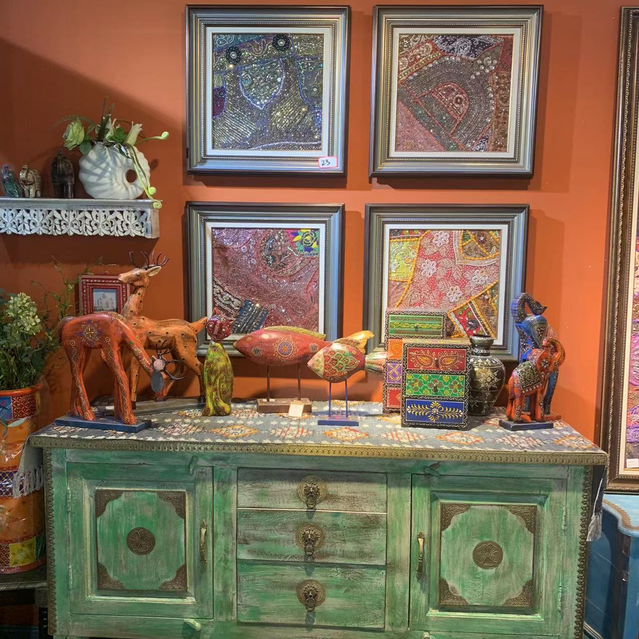 印度手工绣珠绣片装饰画