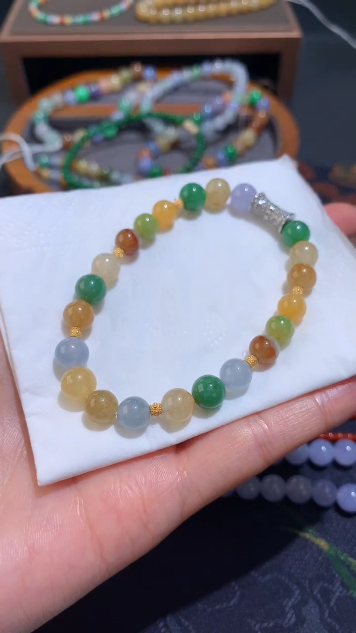 【闪购商品】翡翠散珠卡7七彩手链
