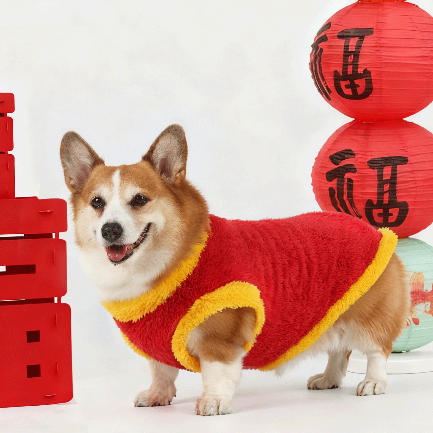 宠物狗狗新年衣服喜庆保暖加绒背心2025新款冬装冬款柯基泰迪过年