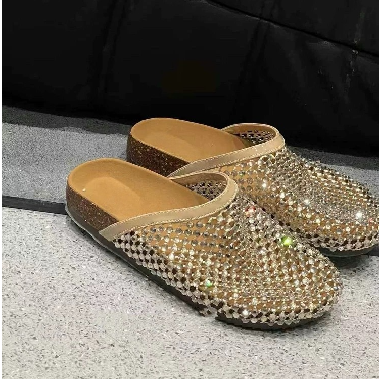 爱了！炒鸡百搭~镂空透气凉拖鞋编织包头懒人一脚蹬穆勒半拖68861