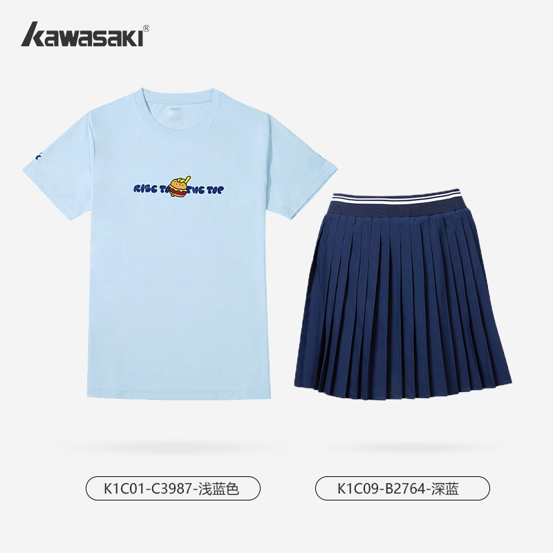 kawasaki/川崎羽毛球服男女运动休闲短袖T恤透气舒适海绵宝宝联名