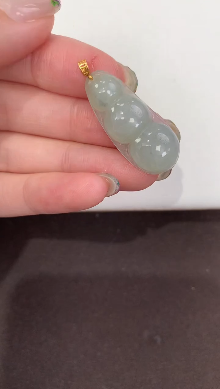 颈饰18K金镶嵌翡翠天然缅甸A货翡翠