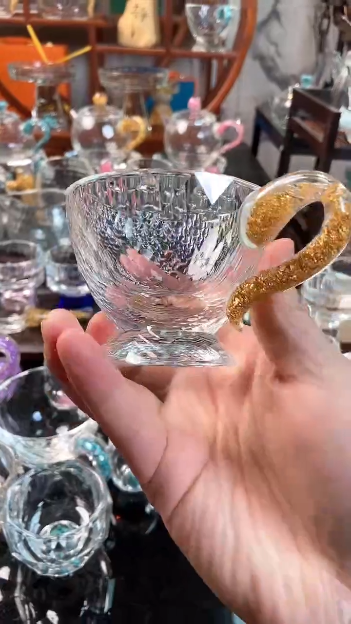 【闪购商品】玺宴新款水晶高底咖啡杯金箔