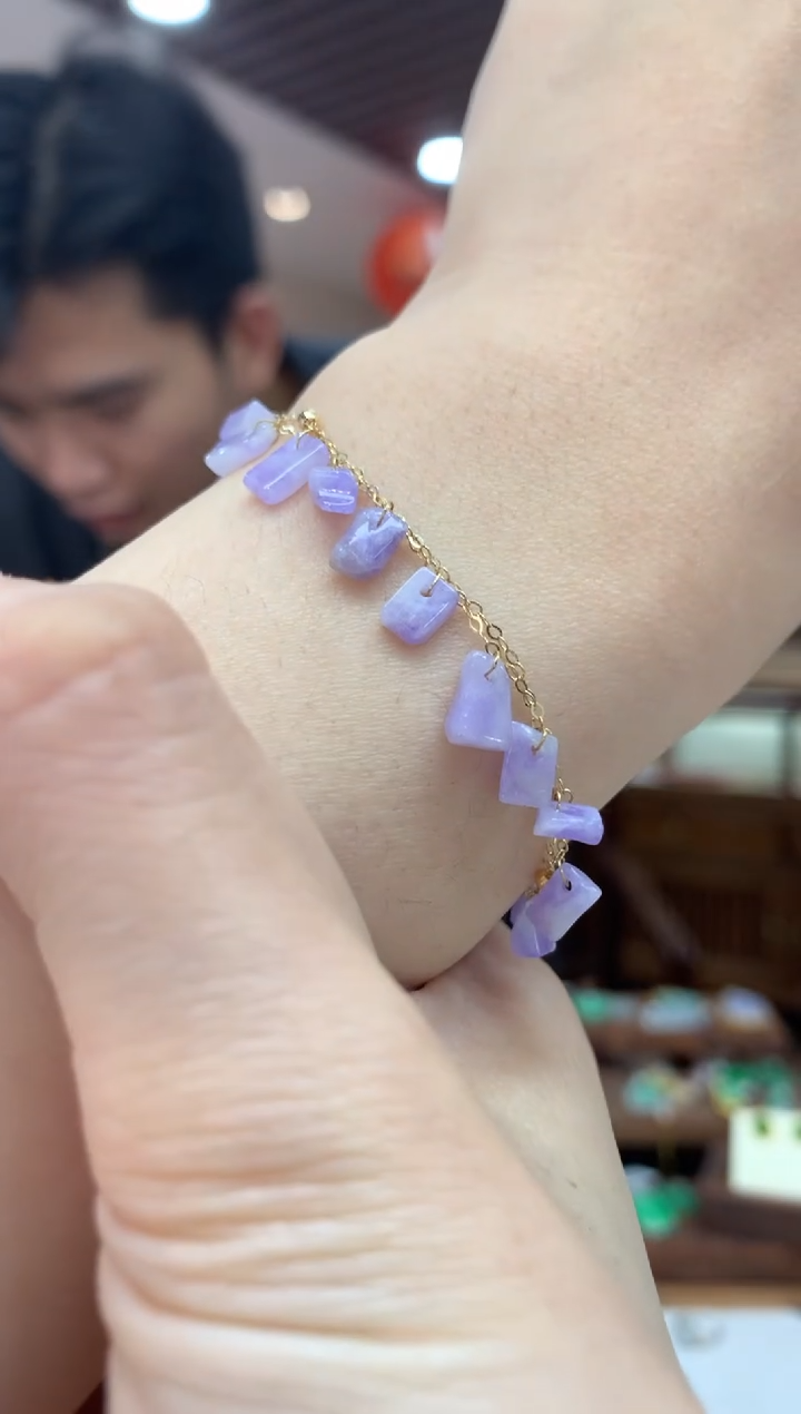 【闪购商品】翡翠手链18K金镶嵌手链