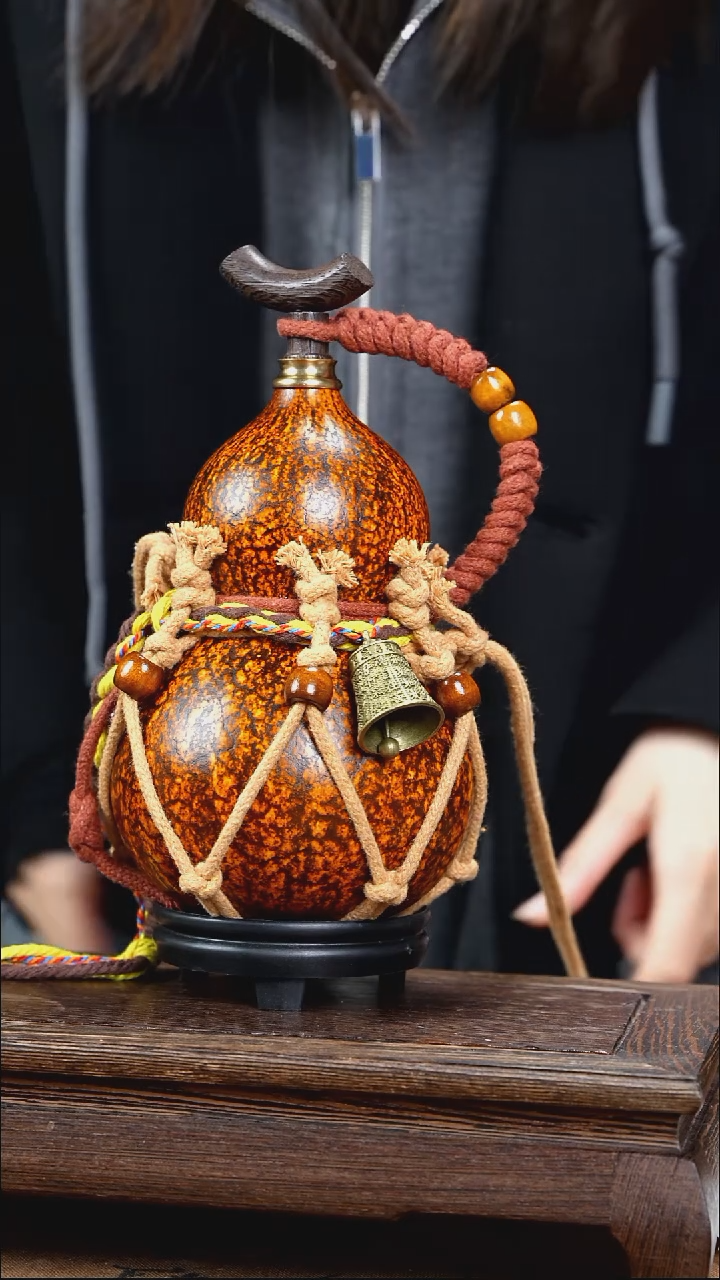 YB110复古网兜款天然酒葫芦（一物一拍）