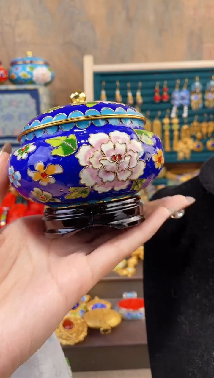 【闪购商品】非遗景泰蓝花丝小罐宝蓝