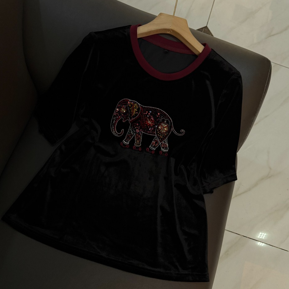 早秋新品女士中袖圆领休闲T恤上衣女装时尚百搭半袖小衫6337