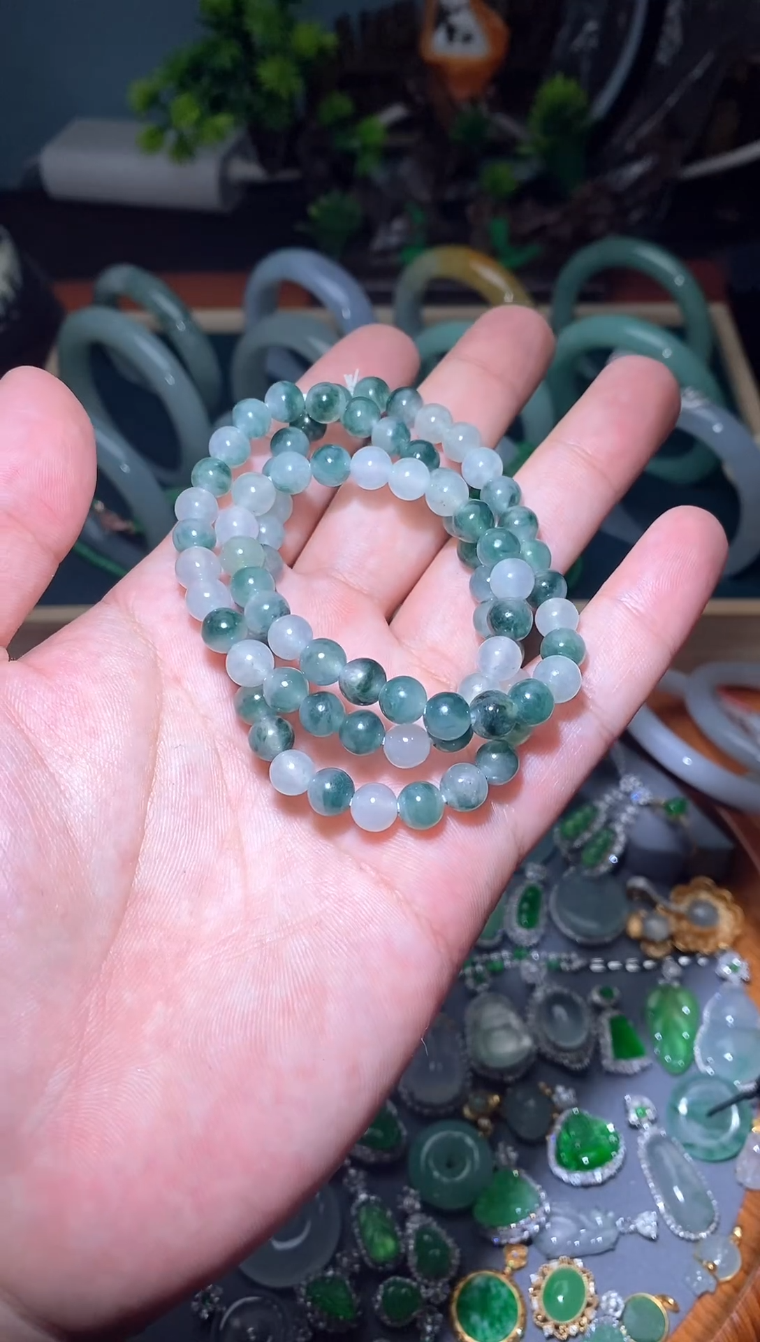 【闪购商品】翡翠手链未镶嵌12/珠串卡7