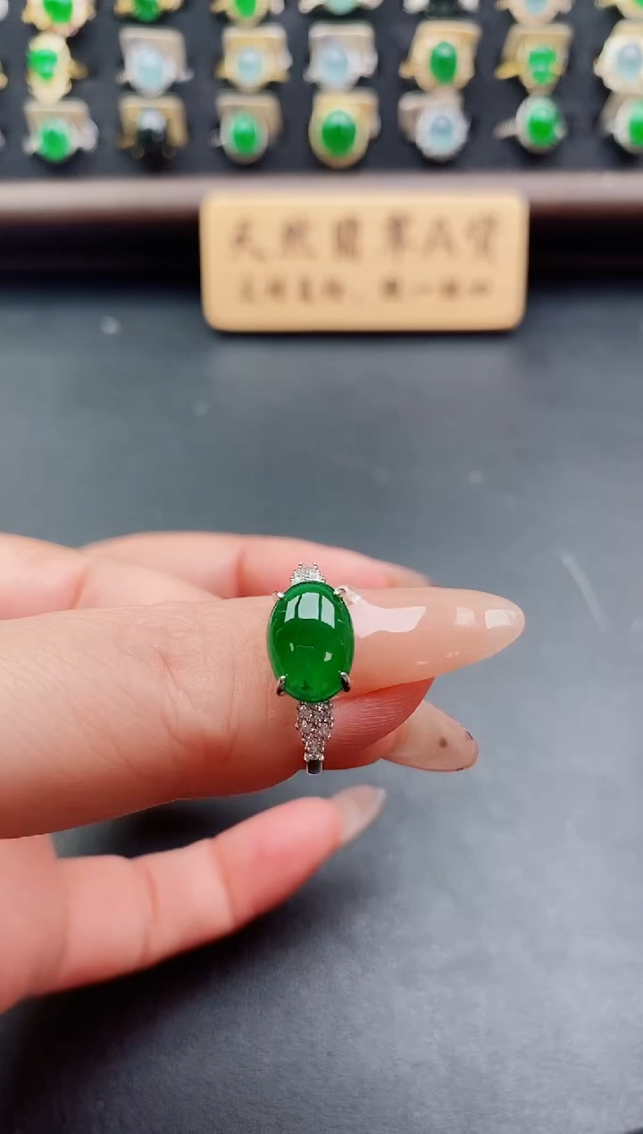 银S925镶嵌戒指翡翠1