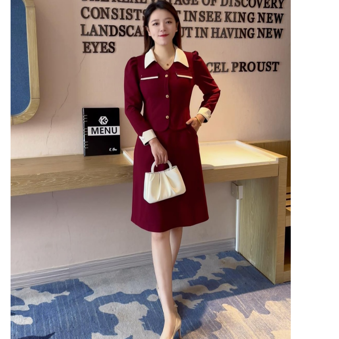 百花果【防褪色】2026早春新款大码小香风假两件气质连衣裙高档气质