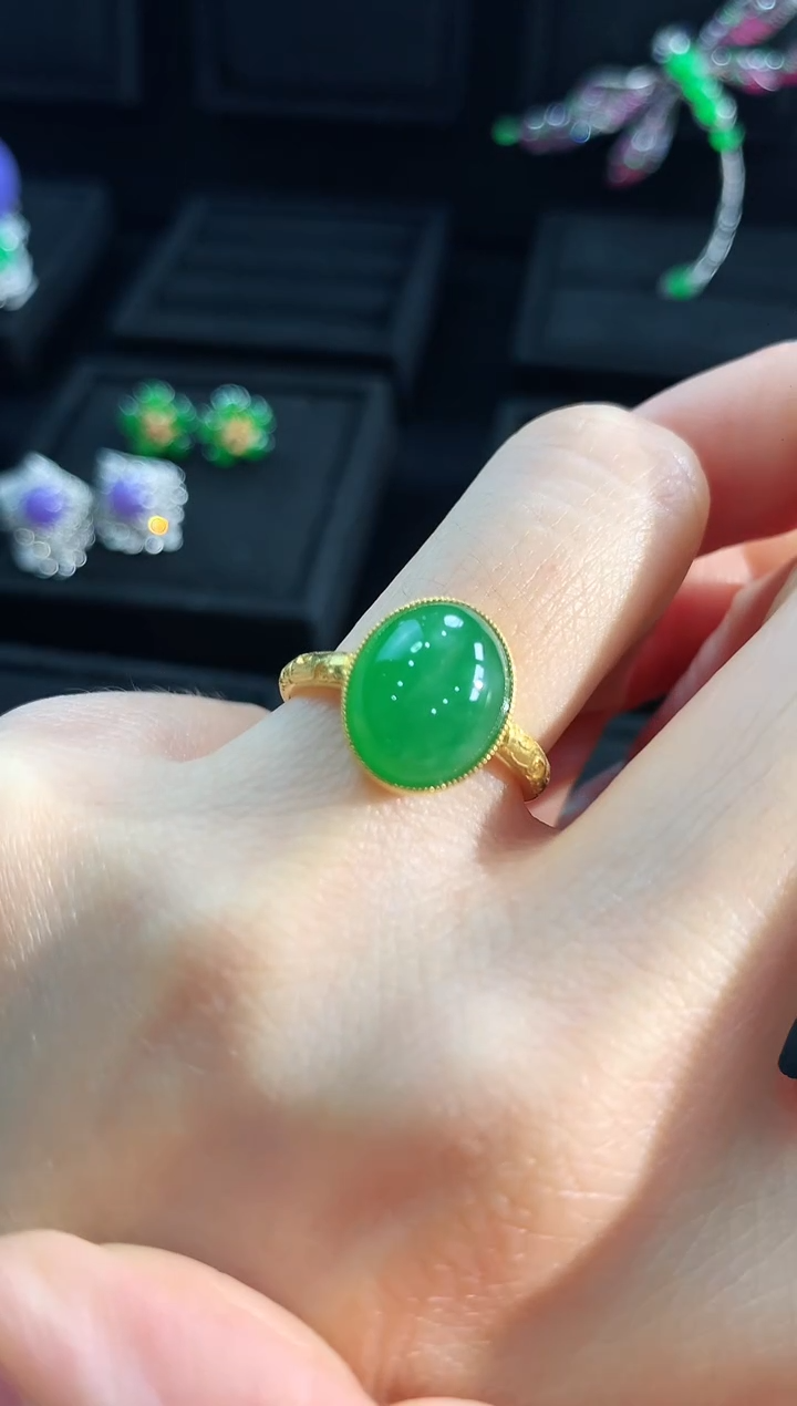 【闪购商品】翡翠戒指18K金镶嵌戒指