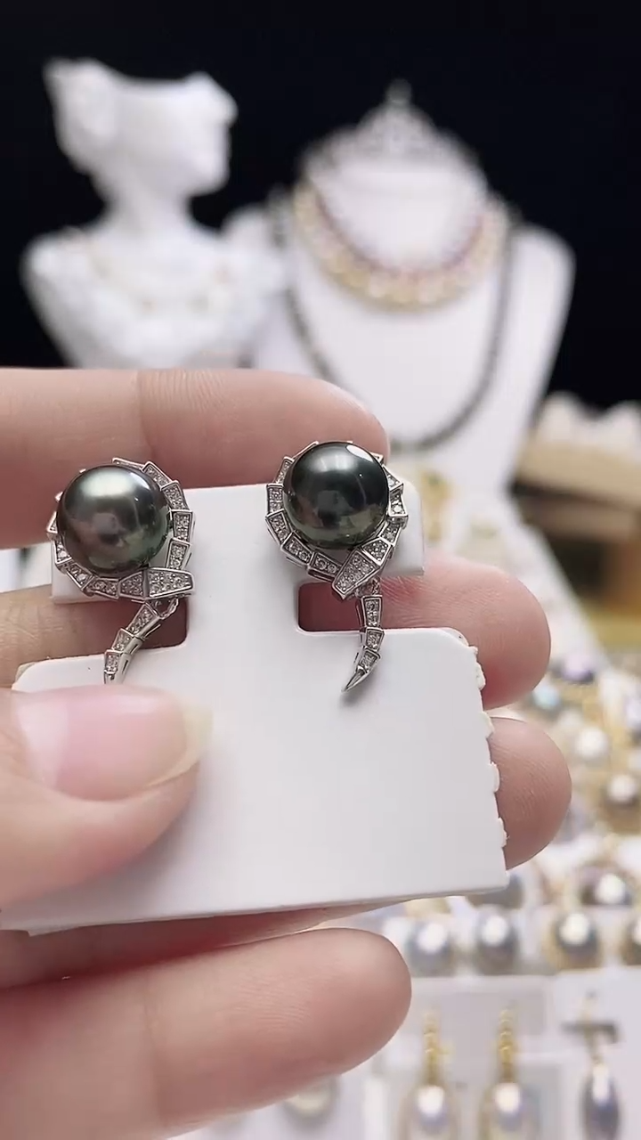 【闪购商品】海水珍珠耳钉银S925镶嵌大溪地珍珠耳钉