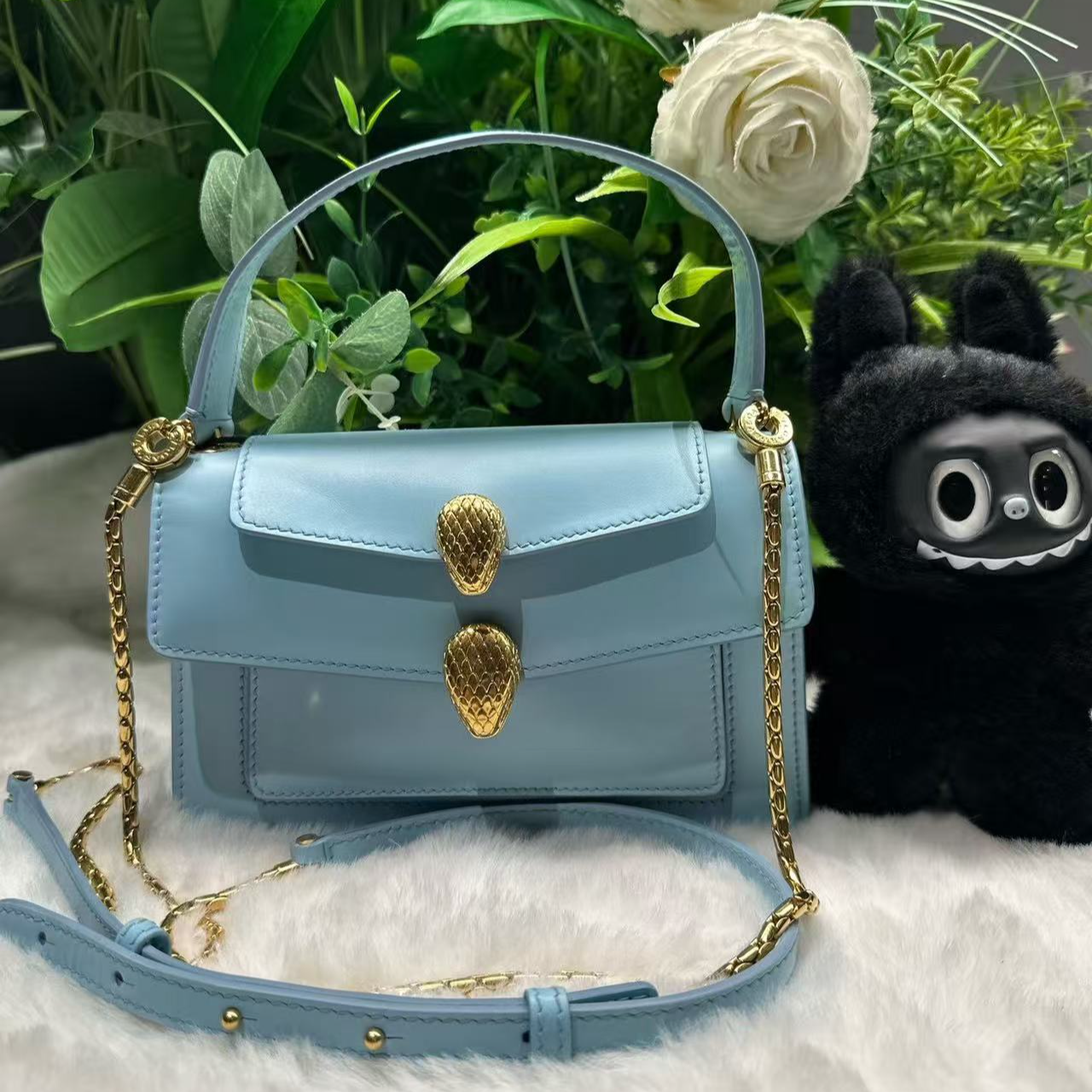 95新 BVLGARI/宝格丽 x亚历山大王联名款蛇头包斜挎包 80065
