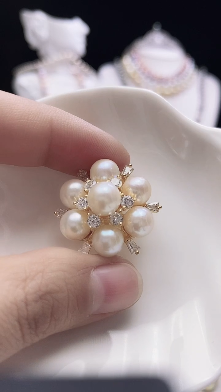 【闪购商品】银S925镶嵌海水珍珠胸针海水akoya珍珠胸针