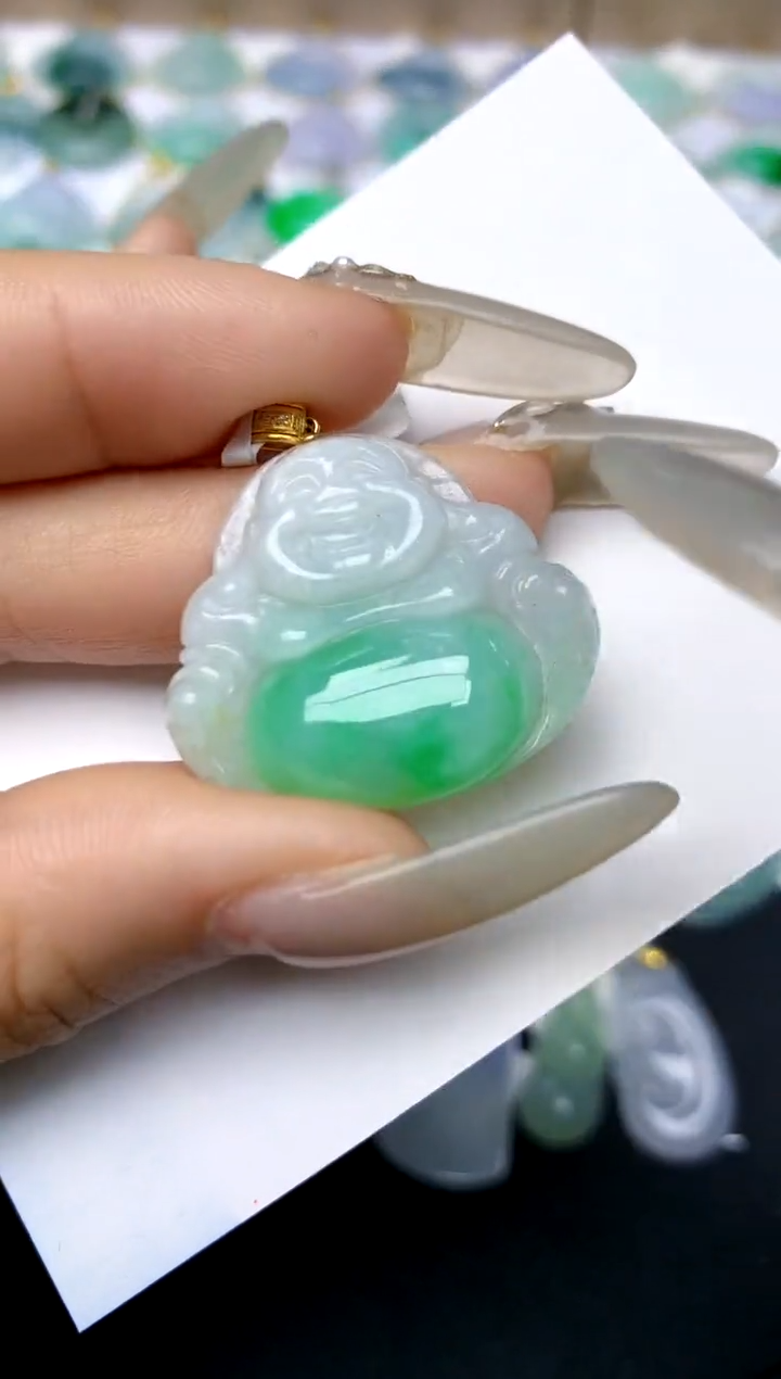 【闪购商品】翡翠颈饰18K金镶嵌天然A货翡翠