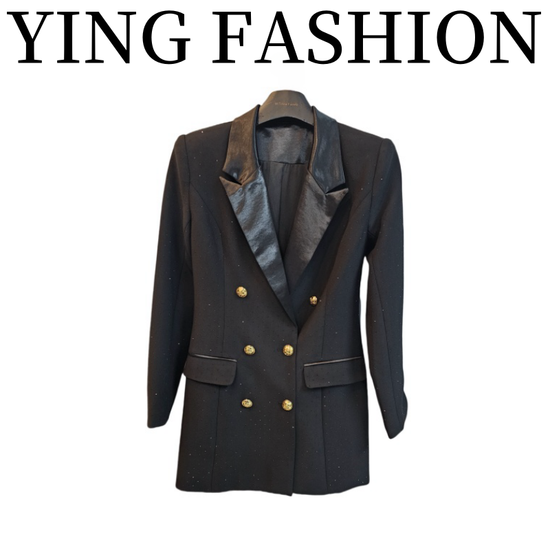 【YING FASHION】莹老板-时尚气质百搭六粒扣金扣西装 8020029 1031