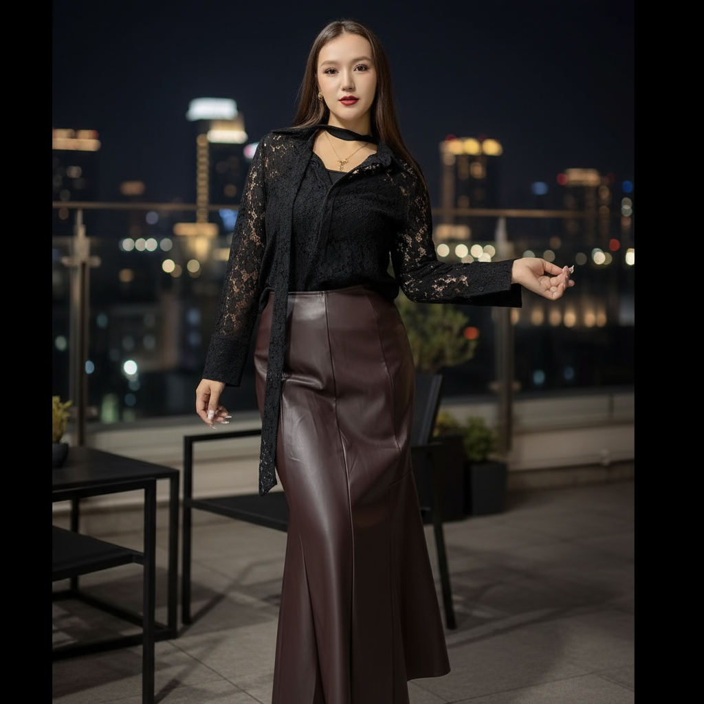  皮裙半身裙秋冬李2025新款