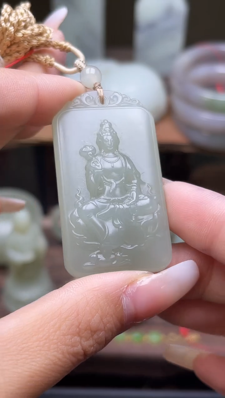 【闪购商品】和田玉吊坠未镶嵌且末青白 观音900393