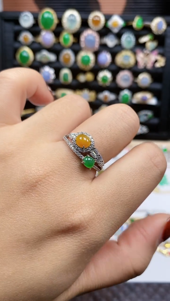 银S925镶嵌戒指翡翠305