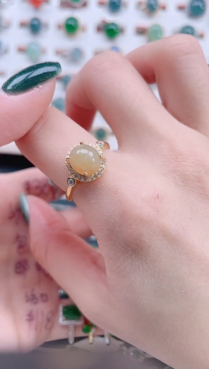 银S925镶嵌戒指翡翠天然翡翠