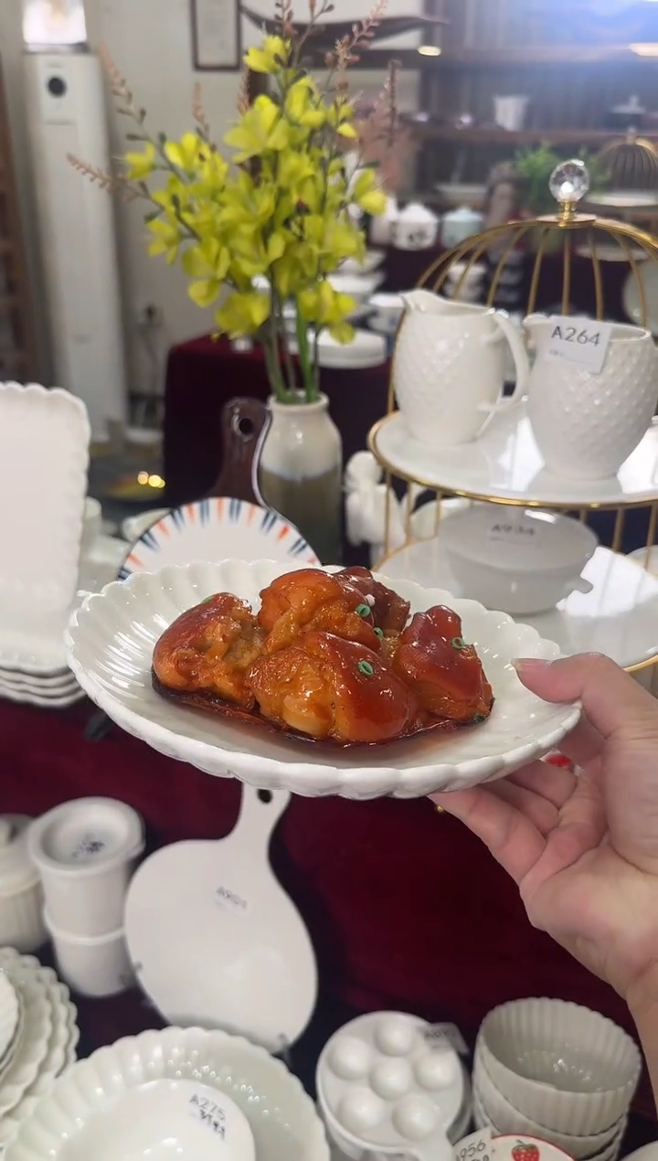 摆件陶8寸菊花汤盘