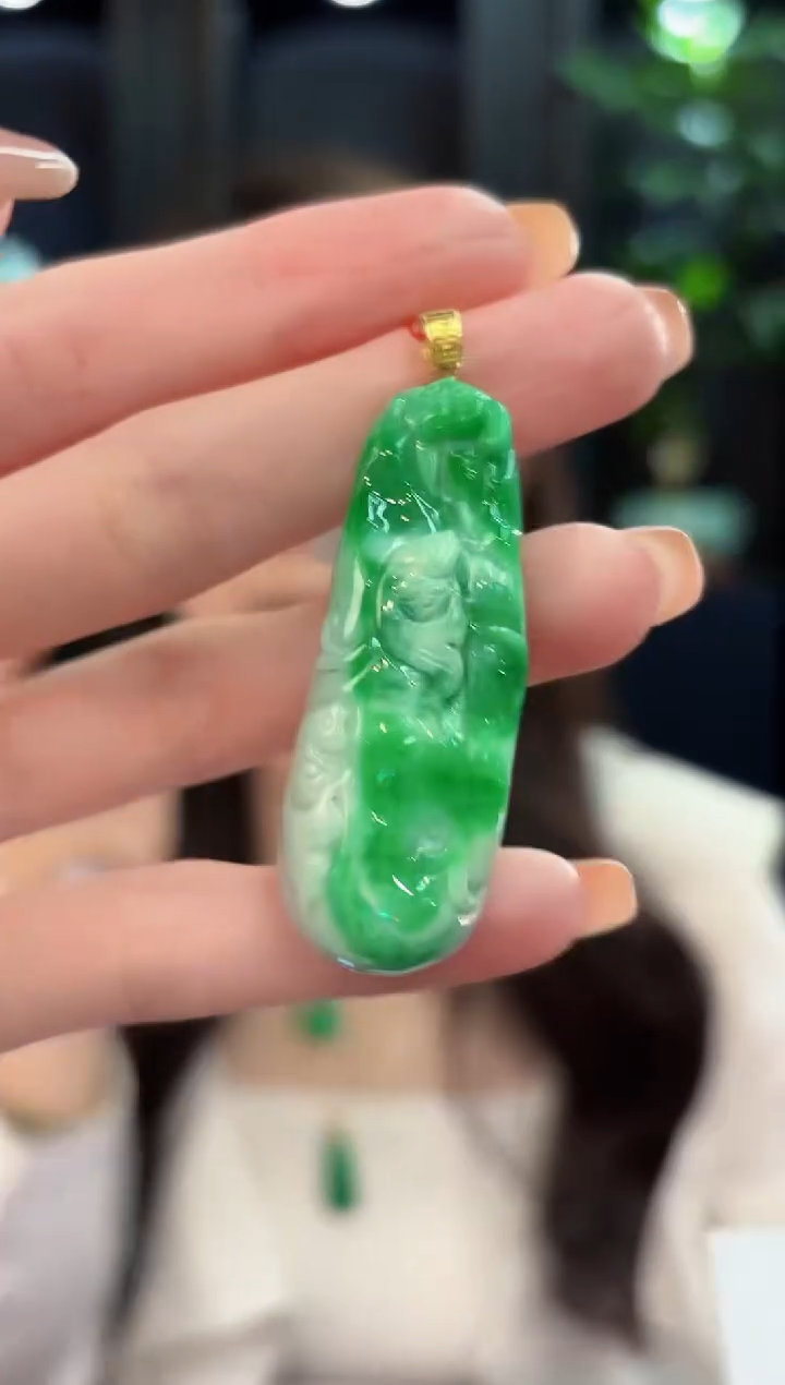 吊坠(不含链)18K金镶嵌翡翠  缅甸A货/支持复检/一件
