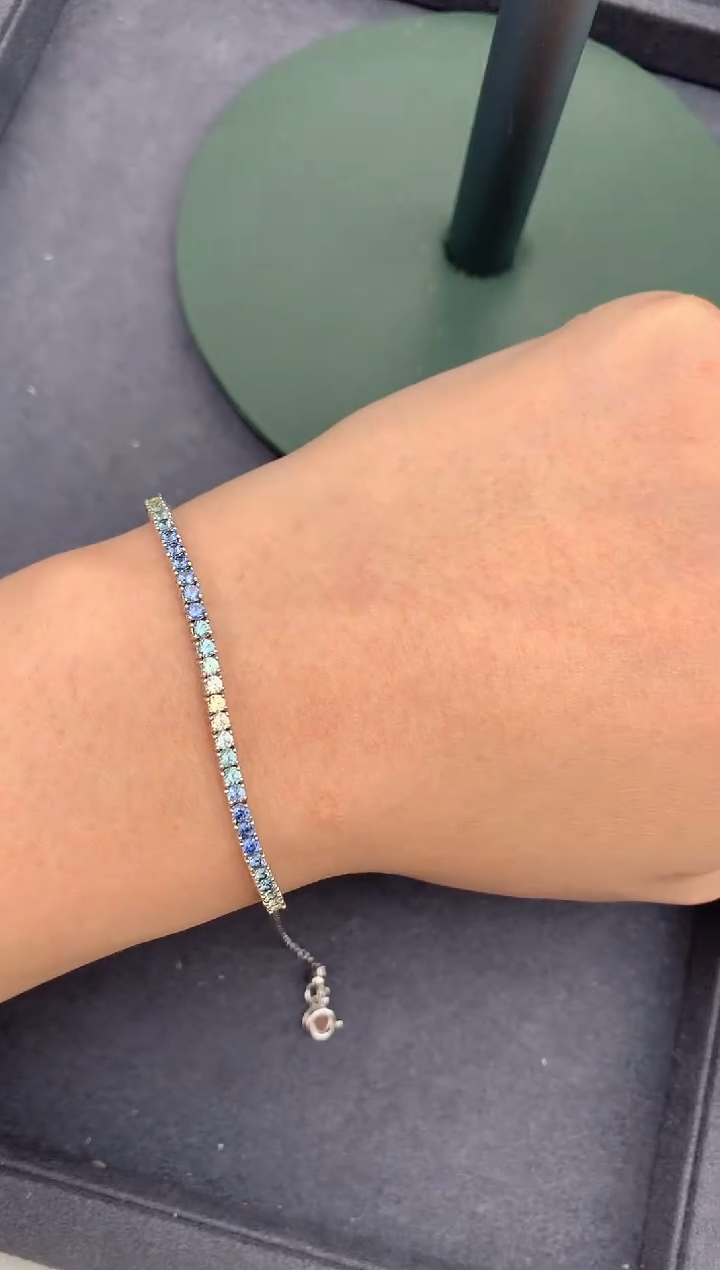 【闪购商品】蓝宝石手链18K金镶嵌1.2ct 彩色蓝宝石手链 