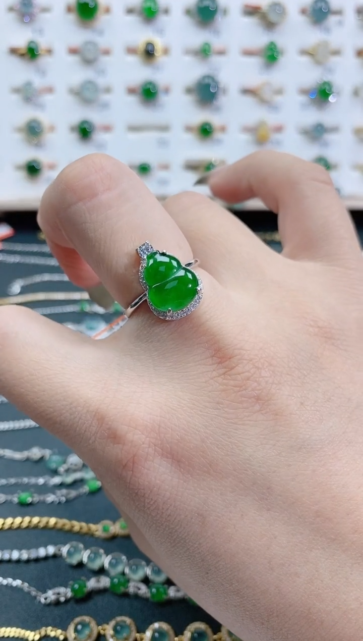 银S925镶嵌戒指翡翠天然翡翠