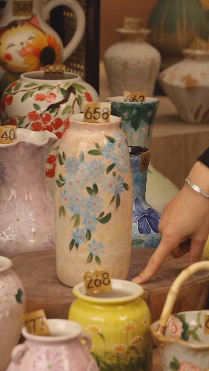 陶瓷景德镇设计师手作花器摆件侘寂风@M658@