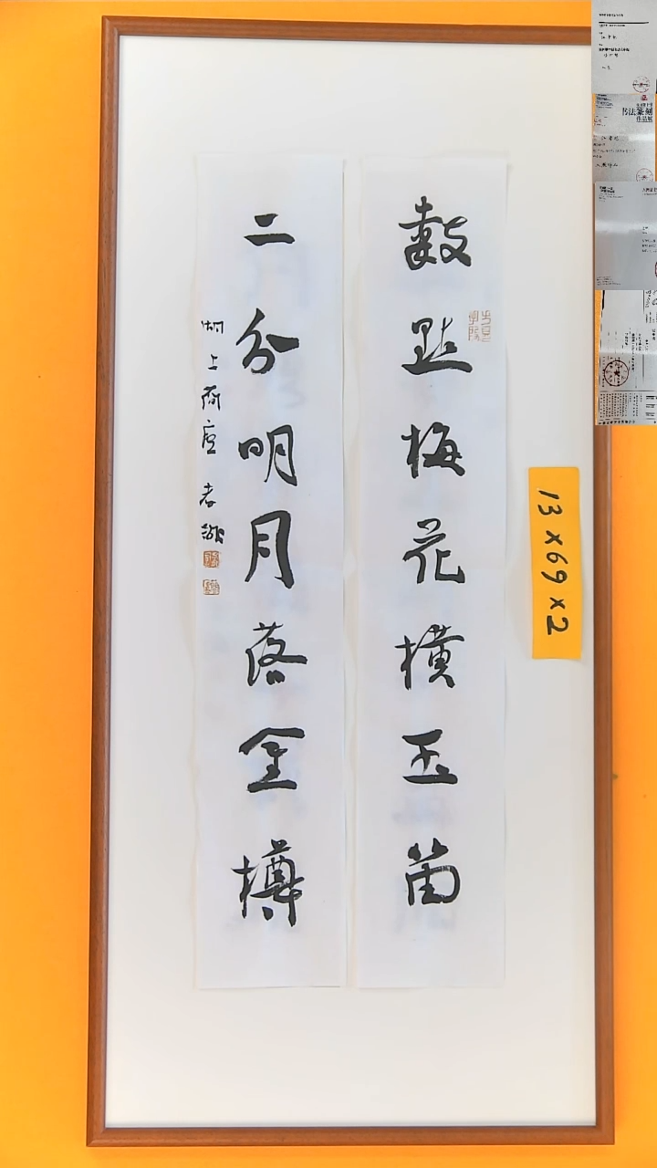 书法江孝龙书法对联数点梅花13*69*2无框