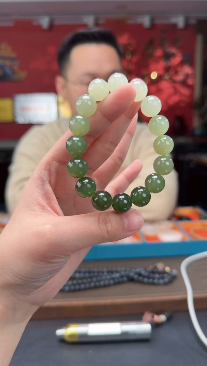 【闪购商品】和田玉手串未镶嵌高冰渐进单圈手串