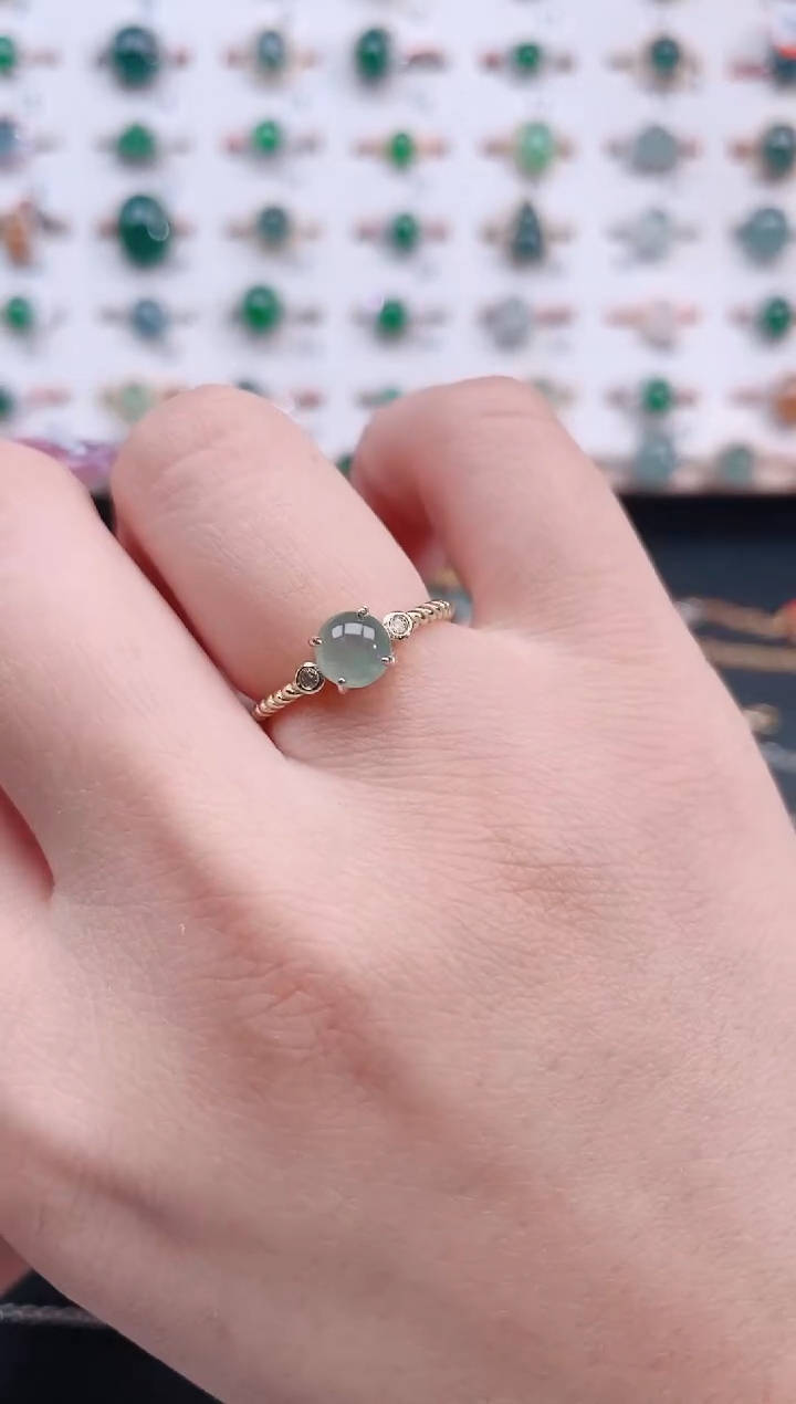 银S925镶嵌戒指翡翠天然翡翠