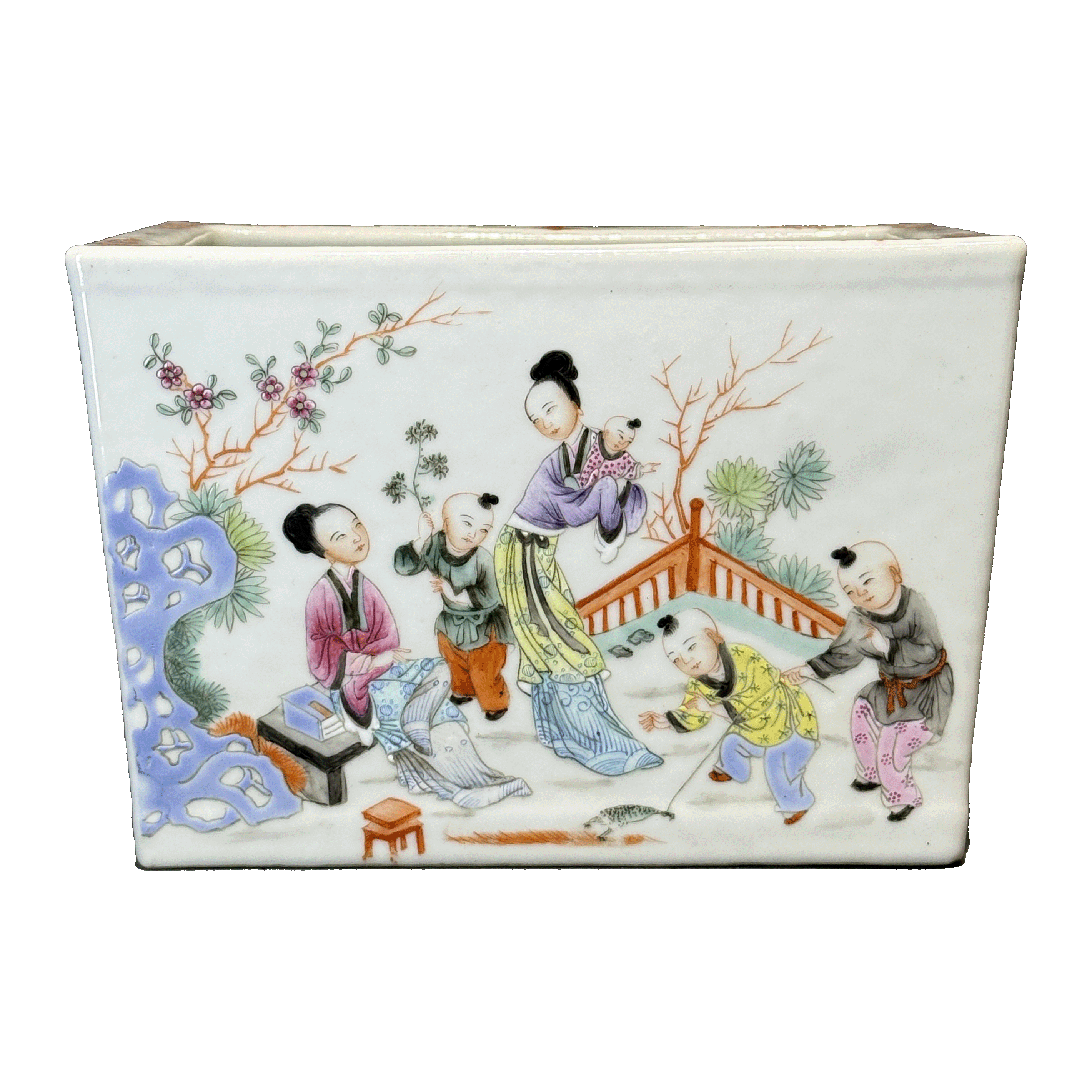 25154511t粉彩四妃十六子纹菖蒲盆