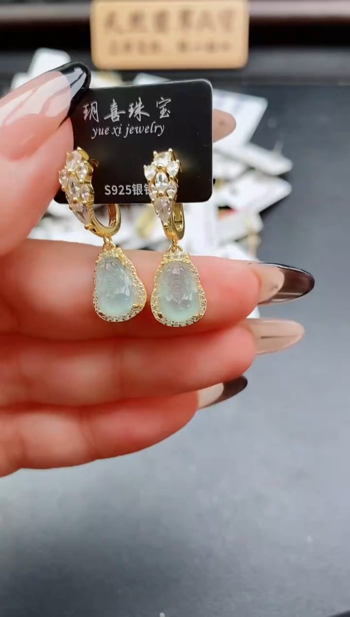 银S925镶嵌戒指翡翠1