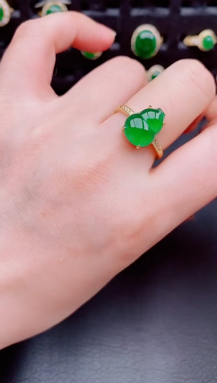 【闪购商品】翡翠戒指银S925镶嵌天然a货翡翠305