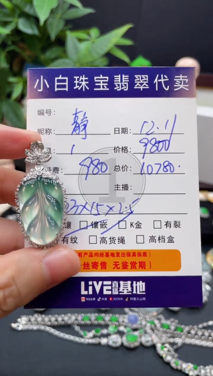 吊坠(不含链)18K金镶嵌翡翠静**️吊坠