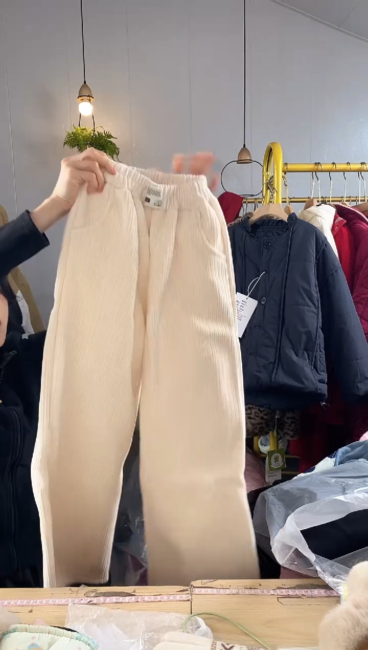 雪尼尔白色阔腿裤加绒【瑕疵【489