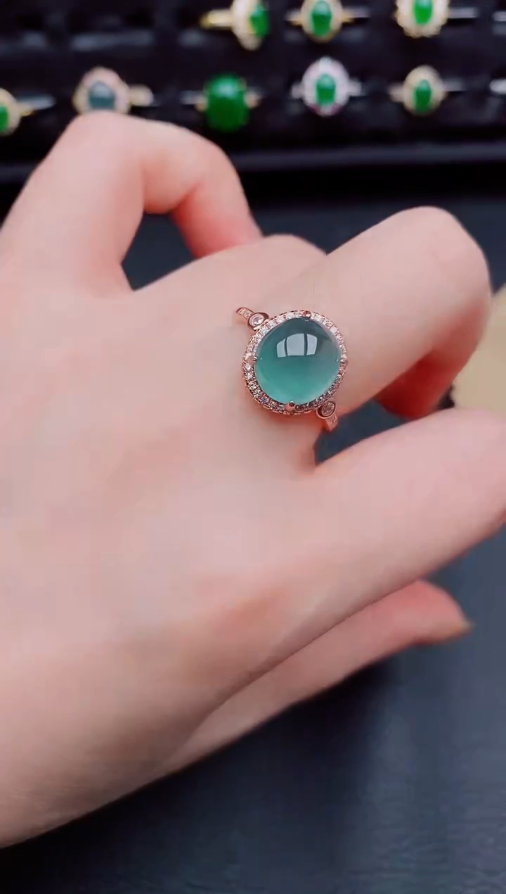 【闪购商品】翡翠戒指银S925镶嵌天然a货翡翠77