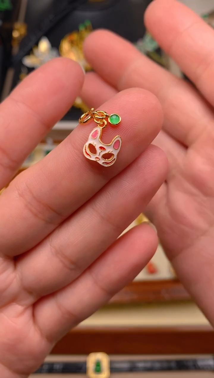 【闪购商品】翡翠吊坠(不含链)银S925镶嵌狐狸面具