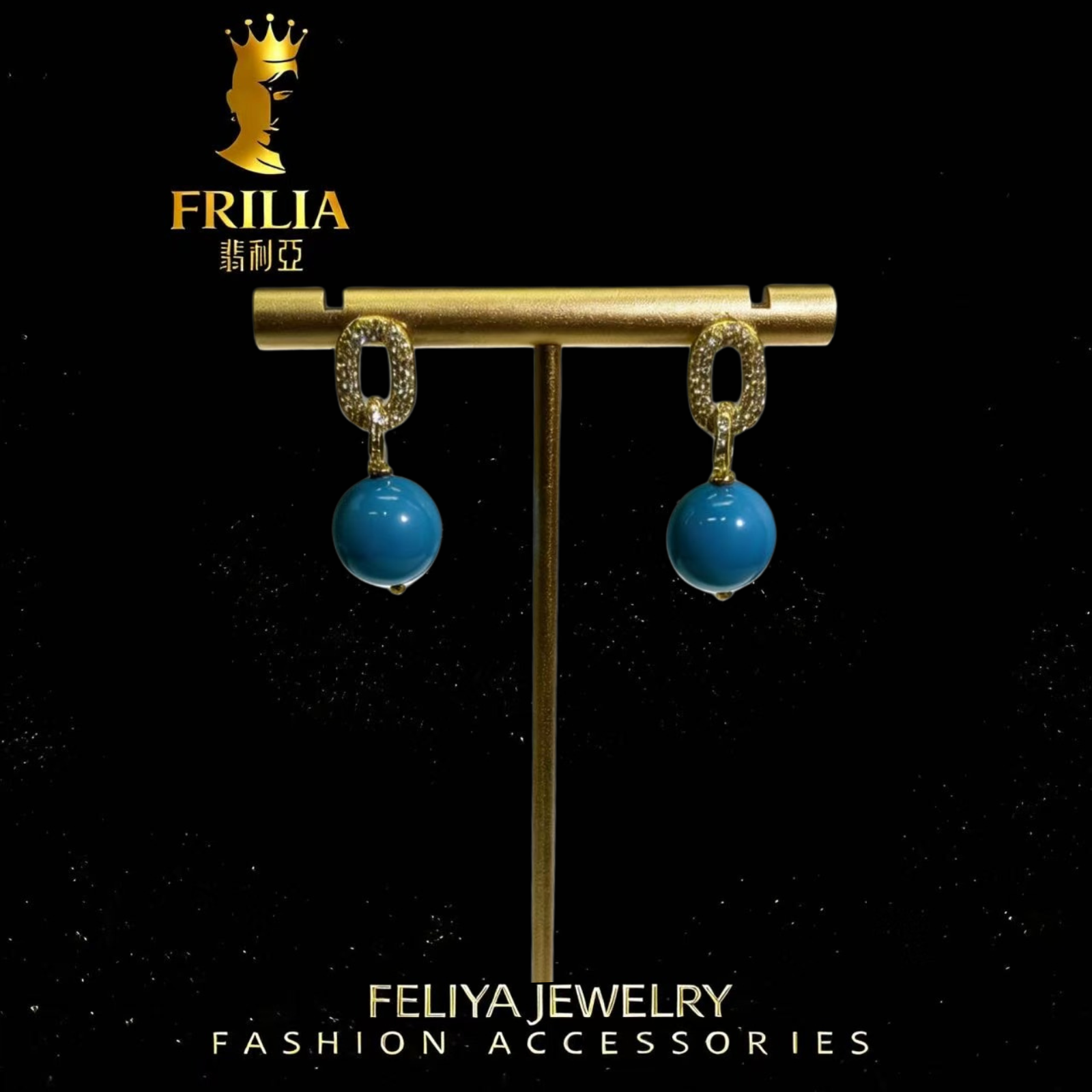 铜合金耳饰 【叙饰珠宝】USA手作美人矿暴力蓝耳饰一-101075