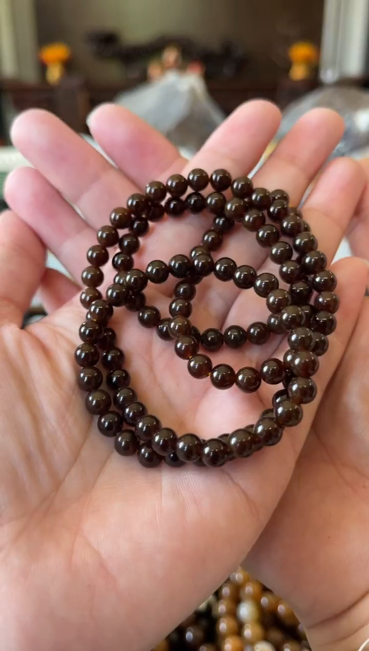 手链未镶嵌和田玉（糖玉）金山全糖6mm108珠串